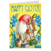 Egg Painting Bunnies Easter Card ~ England